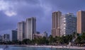 Waikiki Beach at dusk Royalty Free Stock Photo
