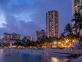 Waikiki Beach at dusk Royalty Free Stock Photo