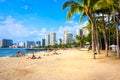 Waikiki Beach Hawaii Sunbathers Relax Royalty Free Stock Photo