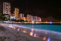 Waikiki beach at night Royalty Free Stock Photo