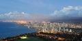 Waikiki beach by night with Honolulu Royalty Free Stock Photo