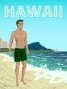 Waikiki beach of Oahu island Royalty Free Stock Photo