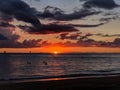 Waikiki Beach Sunset , Hawaii Royalty Free Stock Photo