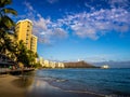 Waikiki beach at sunset Royalty Free Stock Photo