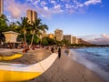 Waikiki beach at sunset Royalty Free Stock Photo