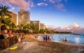 Waikiki beach at sunset Royalty Free Stock Photo