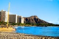 Waikiki Beach with view of Diamond Head Hawaii Oahu Royalty Free Stock Photo