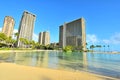 Waikiki Hilton Resort Hotel & Duke Kahanamoku Lagoon Royalty Free Stock Photo