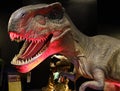 Waikiki, Honolulu, Hawaii - Oct 31, 2021-animatronic Tyrannasaur Rex - T-Rex dinosaur.