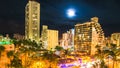 Waikiki Moonlight Aerial View Royalty Free Stock Photo