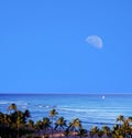 Waikiki Moonrise Honolulu Hawaii Royalty Free Stock Photo