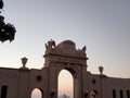 The Waikiki Natatorium War Memorial at dusk