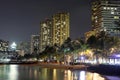 Waikiki at night (Hawaii) Royalty Free Stock Photo