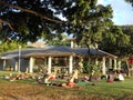 People do ab strengthens stretch at Sunset Yoga Class