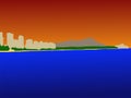 Waikiki Skyline at sunset Royalty Free Stock Photo