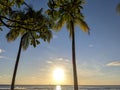 Waikiki Sunset from beach over ocean Royalty Free Stock Photo