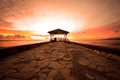 Waikiki sunset from cement pier Royalty Free Stock Photo