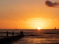 Beautiful Sunset in Honolulu Waikiki Beach Royalty Free Stock Photo