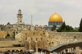 The wailing wall in Jerusalem Israel with the Dome of the rock in the background. The wailing wall is the wester wall of what was Royalty Free Stock Photo