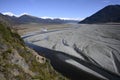 Waimakariri River Panorama with Snow on The Southern Alps, NZ