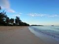 Waimanalo Beach at Dawn looking towards mokulua islands Royalty Free Stock Photo