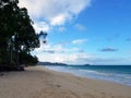 Waimanalo Beach during the day looking towards mokulua islands Royalty Free Stock Photo