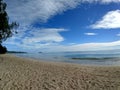 Waimanalo Beach looking towards mokulua islands Royalty Free Stock Photo