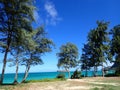 Waimanalo Beach Park with Lifeguard Stand by the ocean