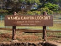 Waimea Canyon lookout sign, Kauai, Hawaii