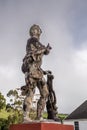 Old stone Apollo statue on Parker Ranch headquarter domain, Waimea, Hawaii, USA