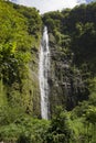 Waimoku Falls tall waterfall along the Pipiwai trail in Maui, Hawaii Royalty Free Stock Photo