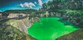 Waiotapu Thermal Track, beautiful colors under a blue sky, panoramic view