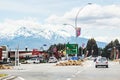 Vehicles travelling along State Highway One entering the small town of Waiouru in the Ruapehu District