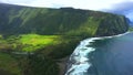 Waipio bay and valley in Big Island Hawaii Aerial view