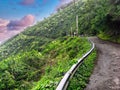 Waipio Valley Road, the steepest road in the USA leading down to Punaluu Black Sand Beach in Hawaii Royalty Free Stock Photo