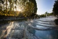 Wairakei terraces - Volcanic heated water rises in plumes on New Zealand`s North Island