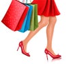 Waist-down view of shopping woman