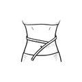 Waist with measuring tape hand drawn outline doodle icon. Royalty Free Stock Photo