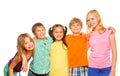 Waist up photo of five funny kids