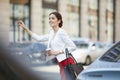 Businesswoman Hailing Cab Royalty Free Stock Photo