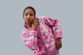 Black teenage girl wearing pink trendy clothes fashion style Royalty Free Stock Photo