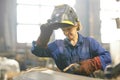 Smiling Female Welder Royalty Free Stock Photo