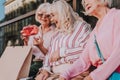 Cheerful grandmothers are having a good time Royalty Free Stock Photo