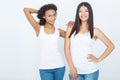 Waist up of smiling friends Royalty Free Stock Photo