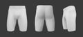 Waisted shorts mockup in front, side and back views Royalty Free Stock Photo