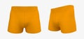 Waisted shorts mockup in front and side views