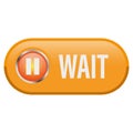 Wait button icon. Orange rectangular shape. Digital pause symbol. Vector web element. Royalty Free Stock Photo