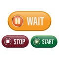 Wait stop start. Digital control buttons. Colored interface icons. Vector web elements. Royalty Free Stock Photo