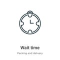 Wait time outline vector icon. Thin line black wait time icon, flat vector simple element illustration from editable packing and