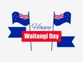 Waitangi Day, February 6. Greeting card with the flag of New Zealand. National holiday. Vector